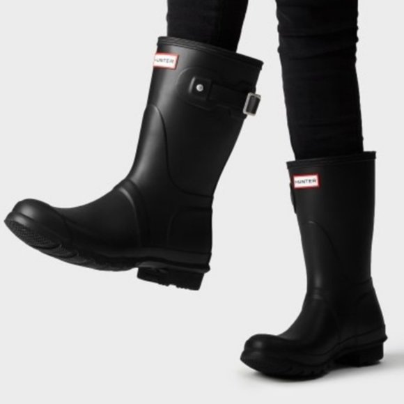short matte black hunter boots